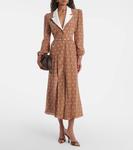 Платье-рубашка из шелкового атласа в горошек Alessandra Rich, Camel-White - фото 2