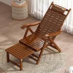 Складное бамбуковое кресло-шезлонг с выдвижной подставкой для ног и регулируемой спинкой - фото 4