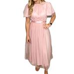 Тюлевое платье миди в светло-розовом цвете Blu Pepper - фото