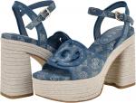 GUESS Women's Formaly Heeled Sandal, Medium Blue Denim Logo 420 - фото 6