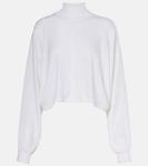 Кроп-свитер из льна с воротником-водолазкой Alaïa, Blanc - фото