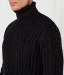 Свитер мужской Guess Jeans вязаный с высоким воротником, черный - фото 4