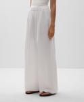 Широкие брюки из 100% льна Oysho, белый - фото