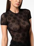 Футболка из тюля с монограммой Philipp Plein, черный - фото 5