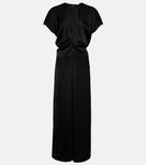 Шелковое платье макси Toteme, черный - фото