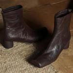 Женские ботильоны XU RI Haapy Bird ретро и комфорт сзади на молнии, с квадратным носком, средней высоты, из натуральной кожи с массивными каблуками, нос свиньи, сочетаются с любой одеждой XU RI Happy Bird, Coffee - фото 3