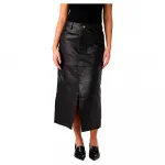 Юбка Yas Mina Leather long, черный - фото