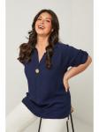 Блузка Curvy Lady, темно-синий - фото