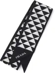 Твиловый шарф с логотипом Prada, черный - фото