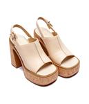 Кожаные сандалии с колонной лея Michael Kors, бежевый - фото 3