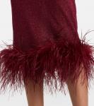 Платье миди с перьевым декором Lumière Oséree, бордовый - фото 5
