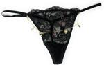 Трусики-стринги Victoria's Secret Bombshell Shine, Black Lace Gold Charms V-String - фото 4