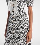 Шелковое платье миди с цветочным принтом Alessandra Rich, Black-White - фото 5