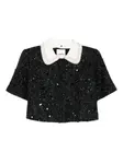 Укороченная куртка с пайетками Sandro, черный - фото