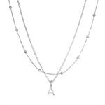 Посеребренное многослойное ожерелье с инициалами Adornia, Silver-A - фото