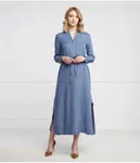 Желтое льняное платье Marella Sport, синий - фото 3