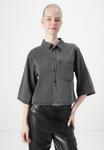 Блуза Pieces PCJASMINE CROPPED SHIRT, Black Denim - фото 4