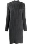 Kenzo платье-свитер в рубчик, серый - фото