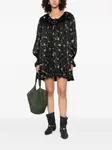 Платье мини с цветочным принтом и оборками CHLOÉ, черный - фото 2