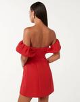 Мини-платье Forever New с вырезом-бардо красного цвета - фото 4