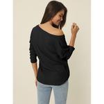 2 упаковки женских топов с вафельной вязкой, V-образным вырезом и длинным рукавом Inspire Chic, Black Dusty Pink - фото 2