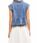 Джинсовый топ с баской Down For синий Mustard Seed, синий - фото 2