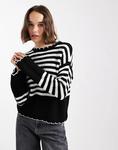 Полосатый джемпер Miss Selfridge в черно-белой гамме - фото