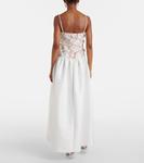 Макси-платье из кружева и атласа с бантом Self-Portrait, белый - фото 3