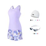 LINING Купальник из двух частей Women's Light Purple Blue Floral - фото