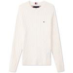 Джемпер Cable-knit Crew-neck Sweater Tommy Hilfiger, Ecru Ybh - фото 10