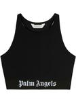 Palm Angels компрессионный топ с логотипом, черный - фото
