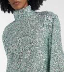 Блестящее мини-платье с перьями Taller Marmo, Mint-Silver - фото 4