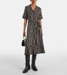 Платье-рубашка из шелкового сабле с принтом Chloé, черный - фото 2