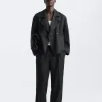 Тренчкот мужской черный Zara, черный - фото 3