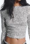 Блуза PULL&BEAR SEQUINNED LONG SLEEVE, Silver Coloured/Silver-Coloured - фото 6
