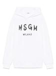 MSGM Kids худи с логотипом, белый - фото