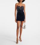 Мини-платье из бархата с декоративными элементами Alex Perry, Midnight - фото 2