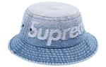Supreme Выцветший жаккардовый джинсовый косуха, Blue - фото