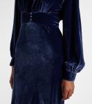 Длинное платье из бархата Эмери Rixo, темно-синий - фото 5