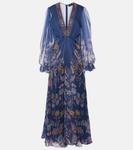 Шелковое платье с принтом Etro, Print On Blue Base - фото