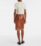 Кожаная юбка миди Miu Miu, Brandy - фото 3