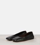 Квадратные кожаные балетки The Row, черный - фото 4