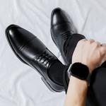 Мужские туфли GZZ черные на низком каблуке - фото 9