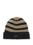 A.P.C. шапка бини в полоску, черный - фото