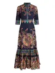 Длинное платье с принтом "пейсли" Etro, синий - фото