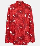 Рубашка из хлопка с принтом VALENTINO, красный - фото