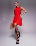 Хлопковый мини-сарафан без рукавов ASOS Design красного цвета - фото 4