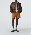 Замшевые шорты Auralee, кэмел - фото 2