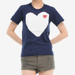 Футболка large heart logo tee 'navy white' Comme Des Garcons Play, синий - фото 2