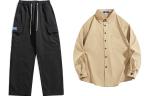 Брюки-карго унисекс 33TH, Черные брюки + рубашка цвета хаки. - фото 6